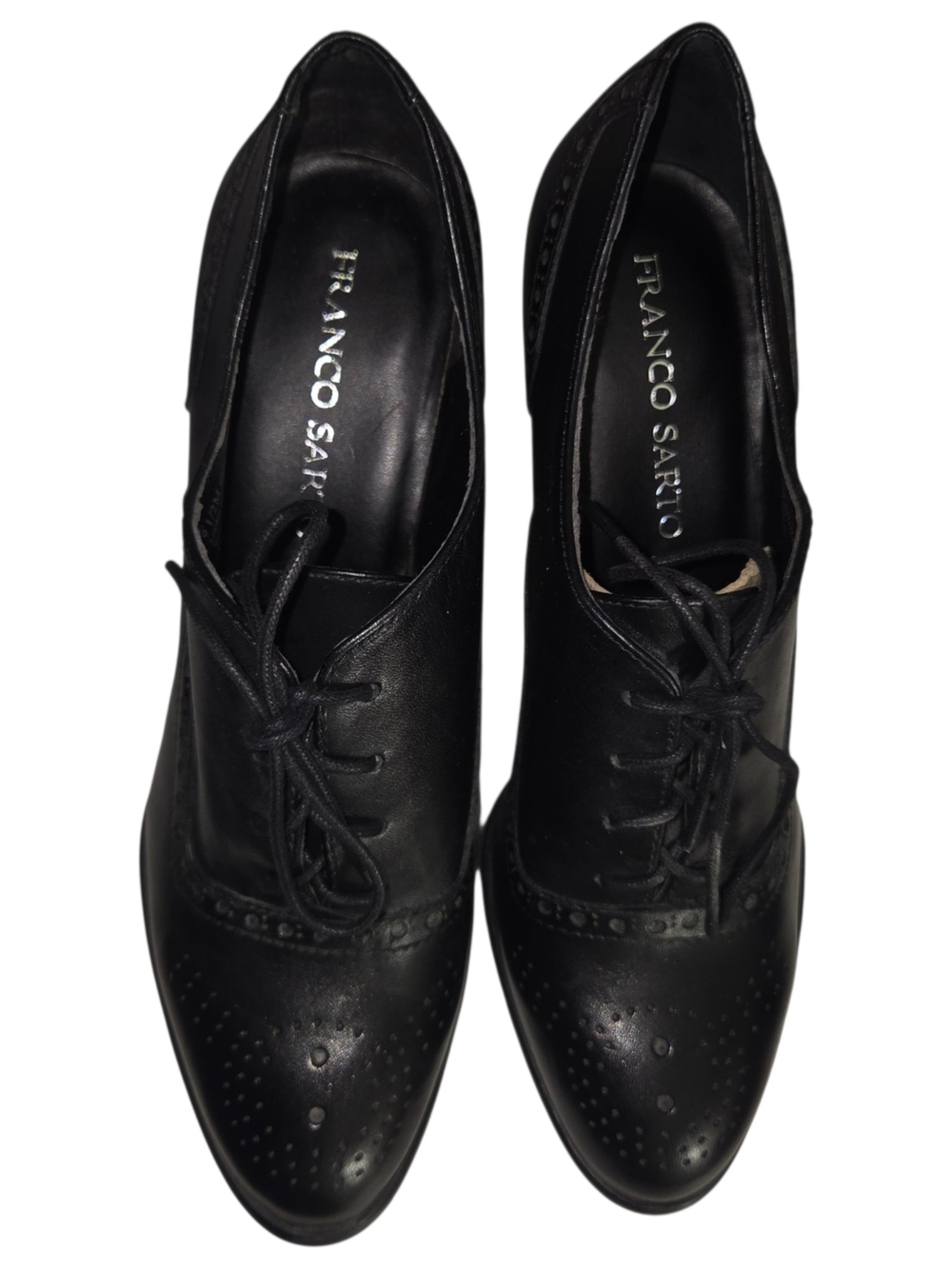 NWOT Franco Sarto Bridget Black Leather Heeled Oxfords 9.5 - Picture 3 of 9